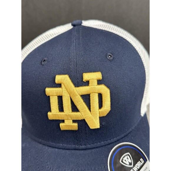 Notre Dame Fighting Irish Top Of The World Trucker Snapback Hat Navy Gold - Picture 5 of 11